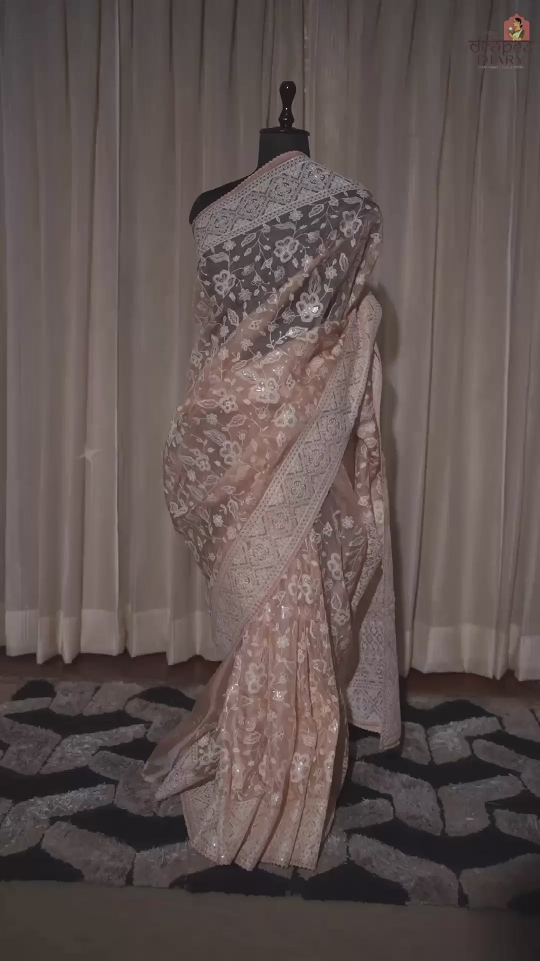Rosé Reverie – Soft Blush Pink Georgette Saree