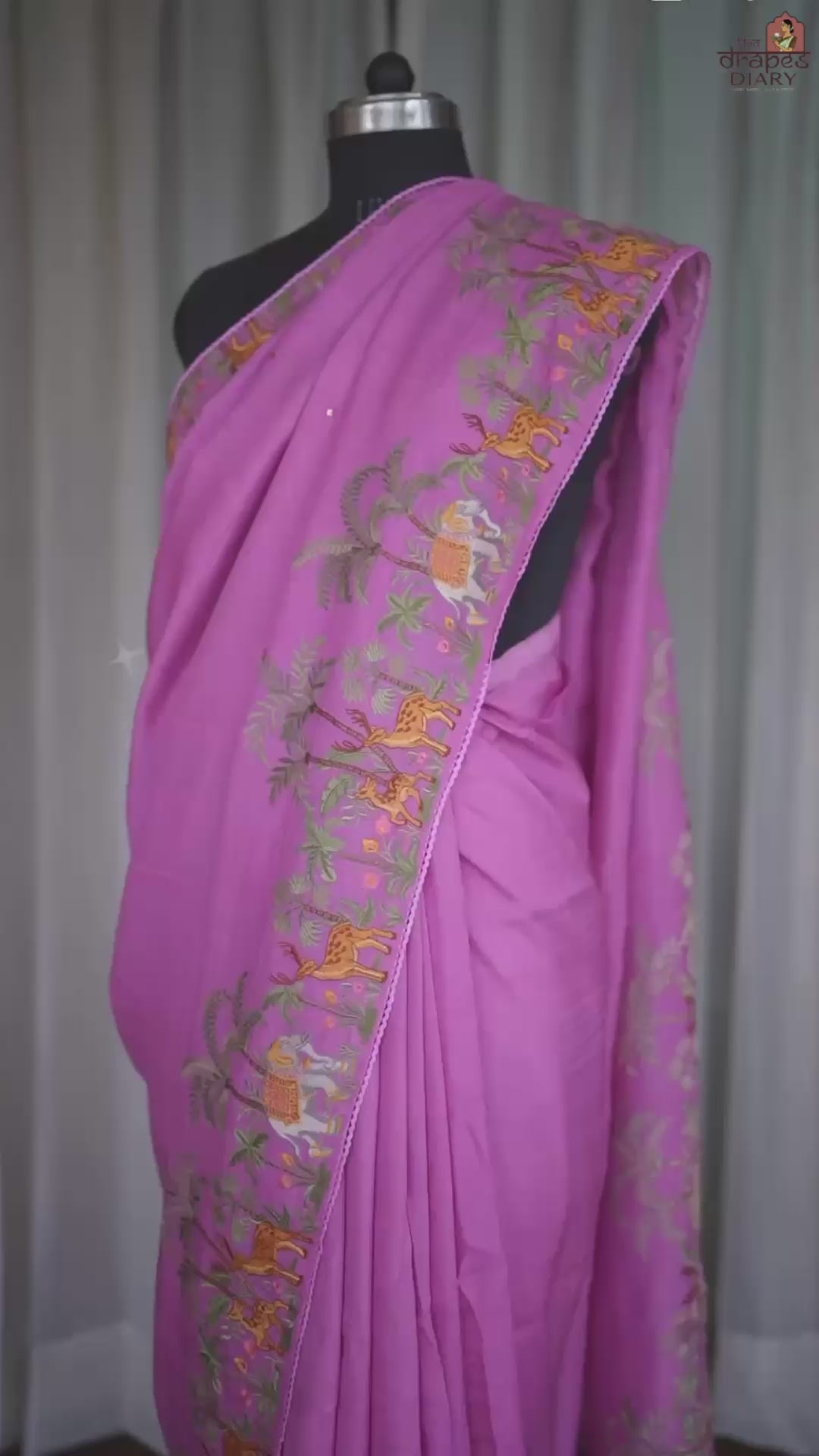 Regal Safari – Magenta Tussar Satin Saree