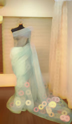 Mint Reverie – Seafoam Green Glass Tissue Saree
