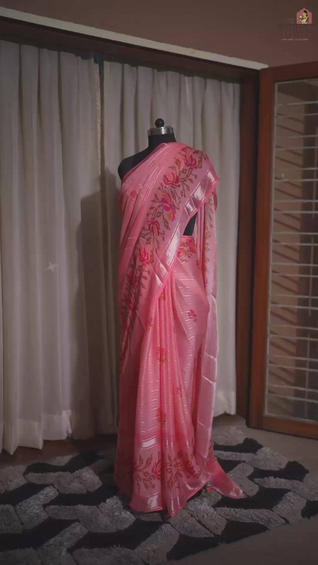 Blush Whisper – Onion Pink Chiffon Saree