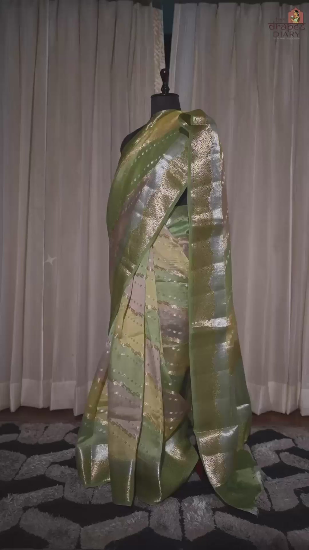 Verdant Glaze – Olive Green Semi Raw Mango Saree