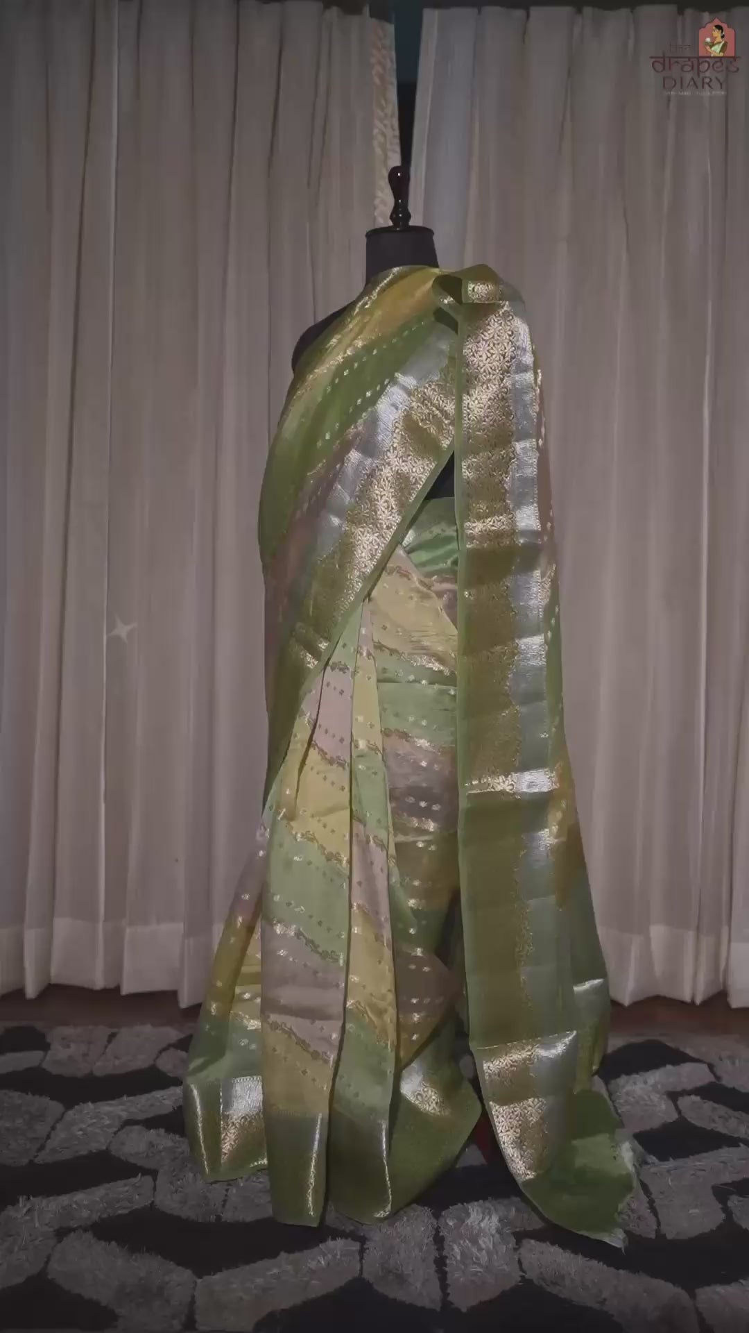 Verdant Glaze – Olive Green Semi Raw Mango Saree