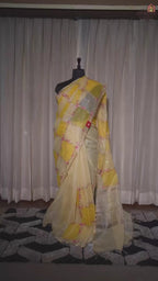 Golden Vine – Mustard Linen Tissue Saree